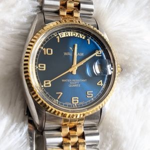 Blue Silver and Gold Waltham watch (not authentic)